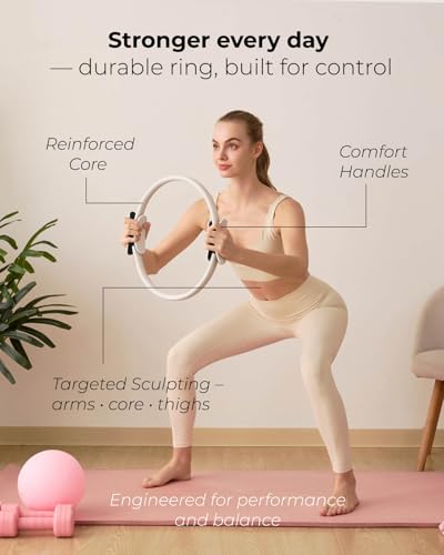 Pilates Kit for Women – Home Pilates Equipment Set with Ring, Ball & Resistance Bands | Pilates Starter Kit with Accessories in Gift Box - color: Beige, style: Essential Kit - 3PC