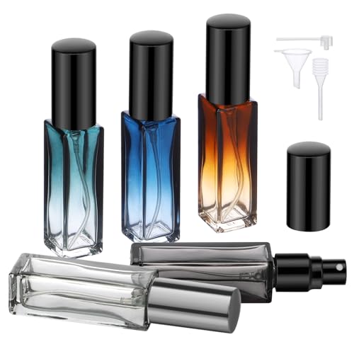 Segbeauty 5 Packs Travel Perfume Bottle Refillable, 10ML Mini Portable Glass Spray Bottles Atomizer, Empty Cologne Sample Dispenser with Funnel and Pipette, Perfume Making Kit Toiletries Container - color: Mixed, style: Mini Bottles