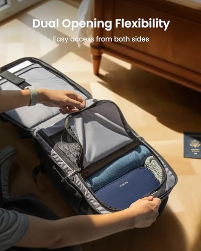 tomtoc Travel Backpack 28L, TSA Friendly Flight Approved Carry-on Luggage, Personal Item Travel Bag, Water-resistant Lightweight Business Rucksack, Durable Bag Fits 16 Inch Laptop - color: Black-ripstop, size: 28L