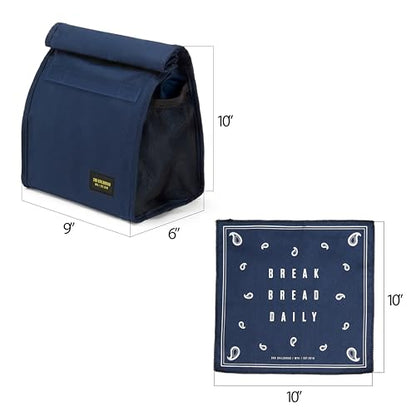 2nd Childhood Rolltop Lunch Bag for Work or School – Compact, Foldable & Low Profile Design – Insulated Reusable Bag with Handle – Slim, Durable & Stylish - 3.5L (Blue) - color: Blue