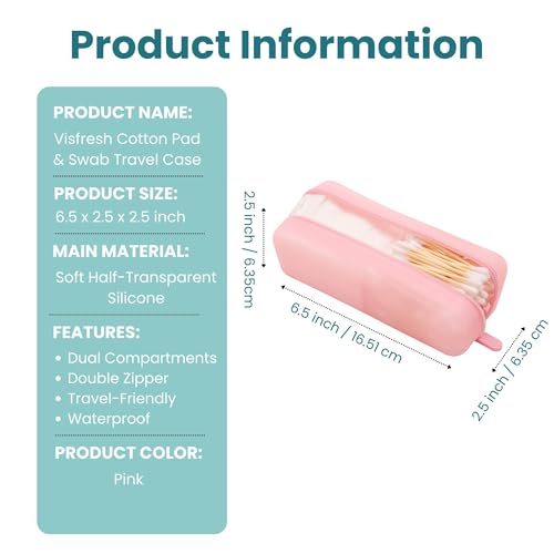 Cotton Pad Swab Travel Case, 2-in-1 Waterproof Organizer, VISFRESH (Pink) - color: Pink