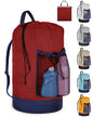 Laundry Bag with Shoulder Straps and Mesh Pocket Laundry Backpack Large Portable Laundry Hamper for College Laundromat Apartment - color: Red & Blue