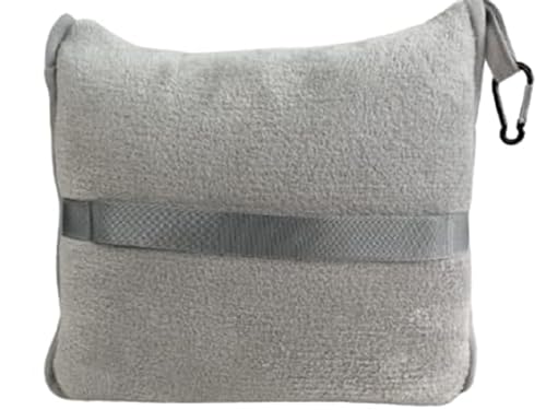 BlueHills Premium Soft Travel Blanket Pillow Airplane Flight Blanket Throw in Ultra-Soft Bag Pillow case Luggage Sleeve & Backpack Clip Large Air Warm Traveler Essentials - Light Gray T024 - color: Lgray-1pk-t024