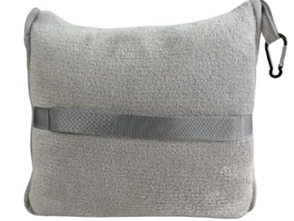 BlueHills Premium Soft Travel Blanket Pillow Airplane Flight Blanket Throw in Ultra-Soft Bag Pillow case Luggage Sleeve & Backpack Clip Large Air Warm Traveler Essentials - Light Gray T024 - color: Lgray-1pk-t024