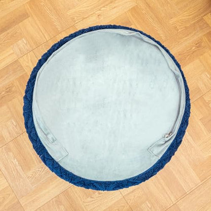Plush Multi-Functional Ottoman Pouf – Ergonomic Ottoman Foot Rest with Space-Saving Design, Perfect Under Desks, Couches & Sofas (Navy Blue) - color: Navy Blue