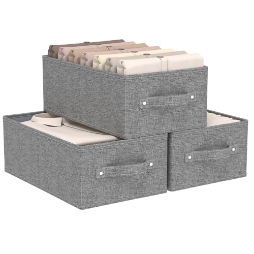 Collapsible Storage Boxes Bins, Fabric Laundry Baskets, Cube Organizer Bins for Organizing Home, Office and Closet, Grey, 3 Pack, 16.1x9.8x6.4in - color: Grey, size: 16.1x9.8x6.4 in(3 Pack)