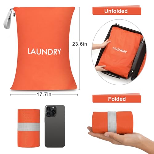 WiseBoy 4 Pack Laundry Bags, Travel Laundry Bag for Dirty Clothes, Washable Nylon Wet Dry Bag, Swimming Yoga Bathing Suit Workout Wet Dry Bags - color: Navy Blue/Orange/Green/Pink