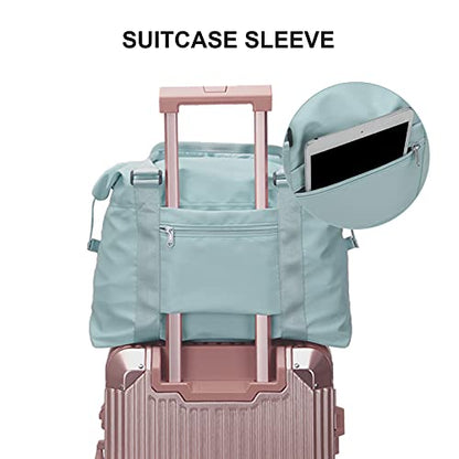 Sport Travel Duffle Bag Large Gym Tote Bag for Women, Weekender Carry on Bag for Airplane, Ladies Beach Overnight Bag Waterproof Luggage Bag with Wet Pocket - color: Blue