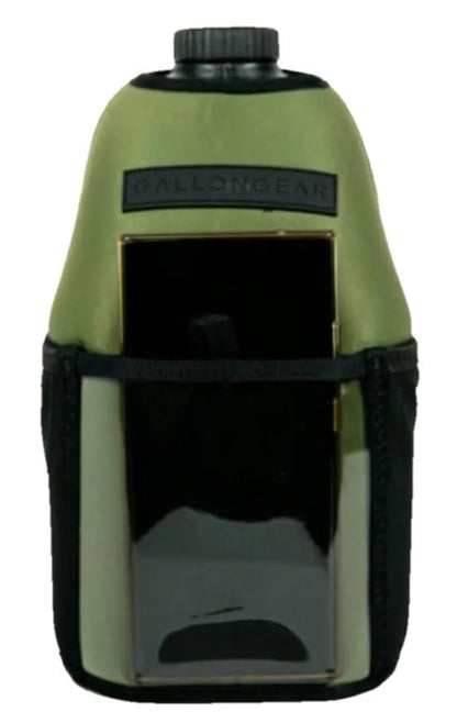Half-Gallon Fitness Hydration Cover | Neoprene Insulated Cooling & Portable Gym Water Bottle Carrier | CASE with Storage Pockets - color: Olive