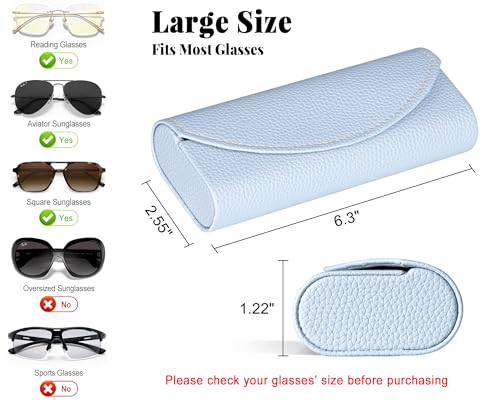 RayLove Ultimate Glasses Case Kit, Hard Shell Sunglasses and Eyeglass Case with Cleaning Cloth, Screwdriver, Ear Hooks - style: 1pack,light Blue