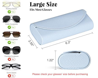 RayLove Ultimate Glasses Case Kit, Hard Shell Sunglasses and Eyeglass Case with Cleaning Cloth, Screwdriver, Ear Hooks - style: 1pack,light Blue