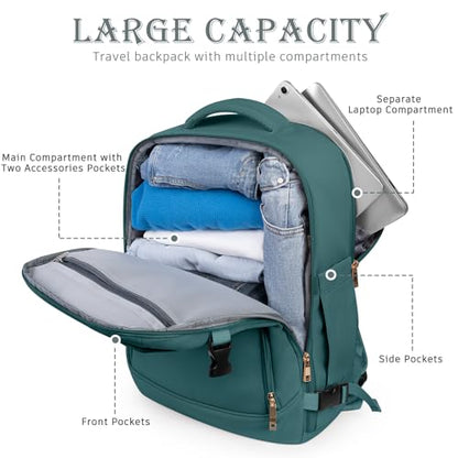 Rinlist Travel Backpack, Carry-on Backpack for Men Women, Travel Backpack Carry on Flight Approved, 40L Personal Item Backpack, Travel Essentials Must Haves, Peacock Blue - color: Peacock Blue