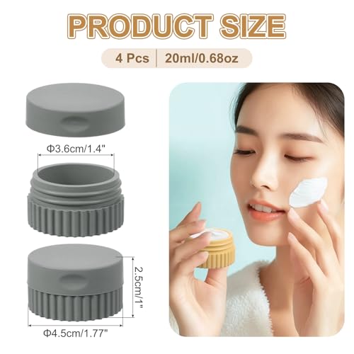 uxcell 4pcs Travel Containers for Toiletries, 0.68oz 20ml Small Silicone Cream Jars Leak-proof Travel Essentials with Lid for Cosmetic Body Skin Cream, Dark Gray - color: Dark Gray