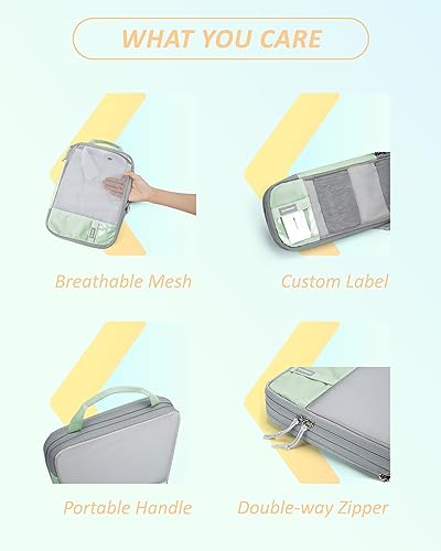 BAGSMART 6 Set /4 Set/2 Set Compression Packing Cubes for Travel, Lightweight Luggage Organizer Bags, Durable Space Saver Bags Travel Essentials - color: Lime Cream, size: Set of 6