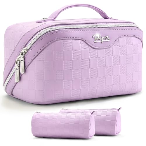 BOYATU Travel Makeup Bag for Women: Large Capacity Cosmetic Bags Organizer, Waterproof Toiletry Make up Case Gift for Her Girlfriend Best Friend Mom on Birthday Christmas Mother's Day - color: 01-C-Purple