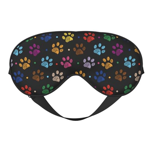 Sleep Eye Mask Colorful Paw Print Sleep Mask for Women Men Comfortable Eye Mask with Adjustable Strap Soft Eye Cover Blindfold for Travel Yoga Nap Shift Work - color: Colorful Paw Print