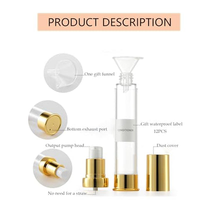 30ml 1oz travel bottles 4 pcs,Golds clear travel bottles,Airless pump bottles,DIY travel bottle set cosmetic containers Included， Gift Box，With labels,refillable cosmetic containers - size: 30 ML