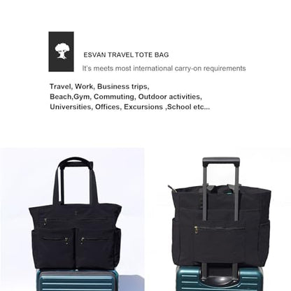 Weekender Bag Carry On Bag Overnight Tote Travel Duffle with 13 Pockets for Travel,Work，Gym,Beach,Teacher,Nurse - color: BLACK