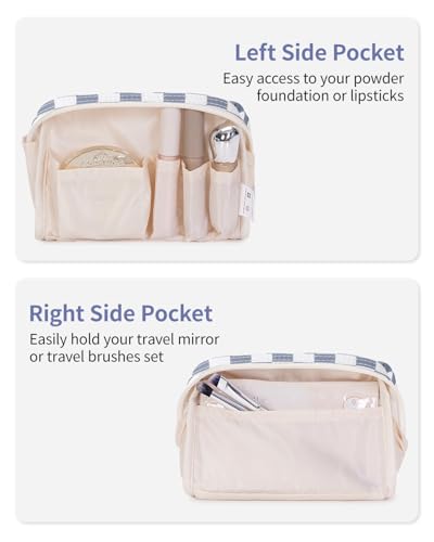 Narwey Small Checkered Makeup Bag for Purse Mini Cosmetic Bag Travel Makeup Pouch Zipper Pouch Cute Make up Bags with Compartments for Women Girls (Grayish Blue Checkerboard, Small) - color: YB-Grayish Blue Checkerboard, style: Small