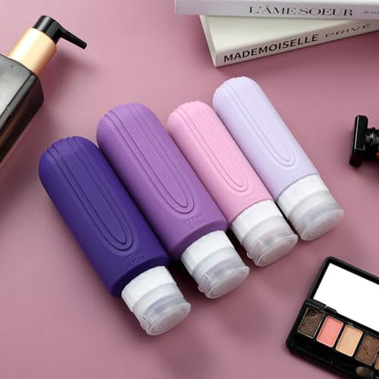 Mrsdry 16 Pack Travel Bottles for Toiletries, Oversize 6oz Silicone Travel Containers, Leak Proof Refillable Liquid Shampoo And Conditioner Travel Essentials - color: Purple