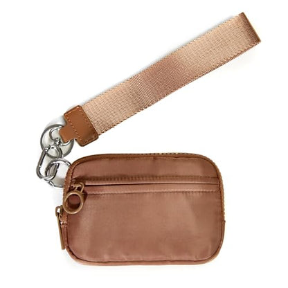 Keychain Wallet Mini Zip Around Wristlet Wallets for Women Detachable Wristlet Portable Coin Purse Small Wallets Brown - color: Light Brown