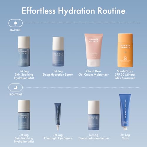 Summer Fridays Jet Lag Skin Soothing Hydration Face Mist - Ultra-Fine Facial Spray & Hydrating Mist to Comfort, Soothe & Help Provide Protective Moisture Barrier Support for Glowing Skin (1.7 Fl Oz)