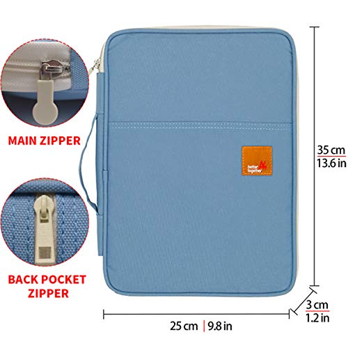 Document A4 Bag Case Waterproof Organizer Portfolio Office Travel Zipper Multi-Function Pouch - color: 01-lightblue