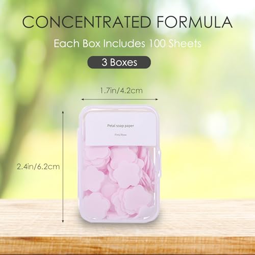 300pcs Portable Hand Washing Soap Sheets, Scented Mini Soap Sheets, Disposable Soluble Soap for Outdoor Travel, Camping, Hiking (Pink) - color: Pink