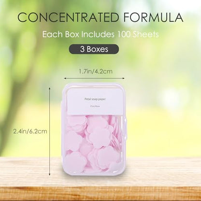 300pcs Portable Hand Washing Soap Sheets, Scented Mini Soap Sheets, Disposable Soluble Soap for Outdoor Travel, Camping, Hiking (Pink) - color: Pink