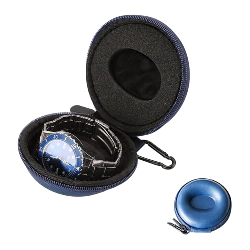 Watch Travel Case for Men,for 50mm Watches, single watch case， watch box simple durable zipper watch bag, Compact Protective Organizer for Men & Women(blue) - color: blue, size: eva Circle