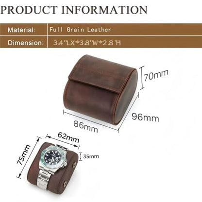 Leather Single Watch Case,Genuine Leather Watch Roll Travel Case for Storage Organizer Display (1 Slot) - size: 1slot