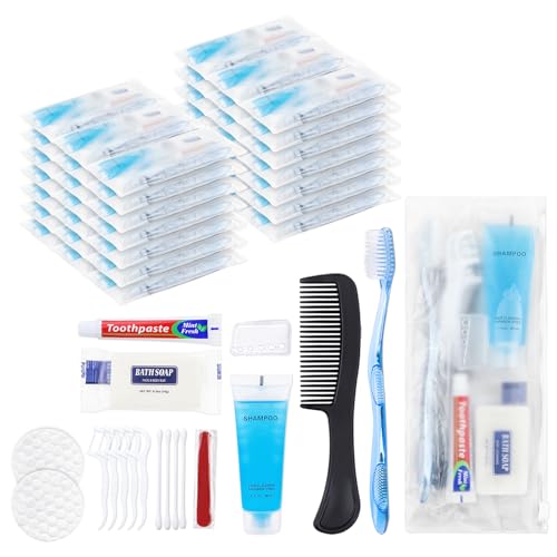 Basic Toiletry Kits, Individually Packed, Personal Hygiene Kit Bulk Homeless Care Package Supplies Travel Size Toiletry Kit for Men Women Charity Reusable Toiletry Bag (Pack of 5) - size: Pack of 5