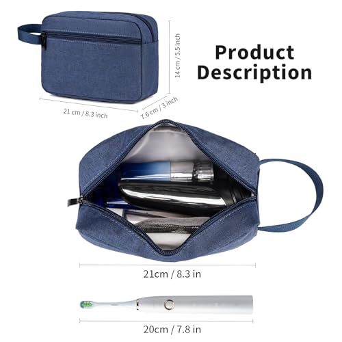 Travel Hanging Toiletry Bag with Carry Handle - Water-Resistant Small Cosmetic Organizer for Men & Women, Makeup, Shaving Kit, Gym & Travel Essentials (Blue) - color: Blue