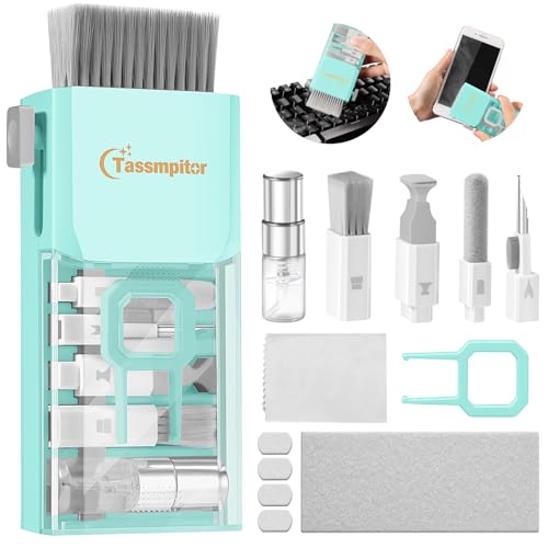 Tassmpitor Laptop Cleaning Kit, All in 1 Keyboard Cleaning kit for MacBook iPad iPhone, Compact Keyboard Cleaner with Brush and Spray for Tablet, Airpods, Earbud, Computer Screen, PC Monitor - color: Tifany Blue