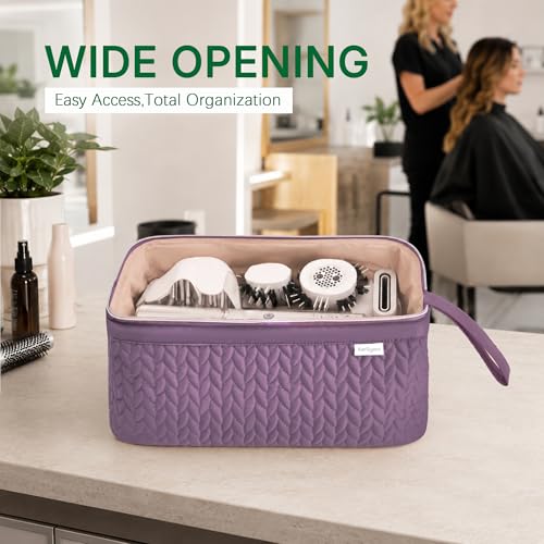 KarSyon Shark Flex Style Case for Dy son Airwrap Hair Dryer Brush Revlon Hair Tools Travel Bag Carrying Case Flat Curling Iron Organizer (Purple) - color: Purple