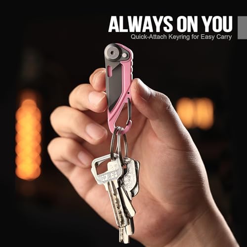 TACRAY Vinto 5-in-1 Small Pocket Knife – Ultra-Light Compact Multitool with Utility Knife, Seatbelt Cutter, Bottle Opener, Flathead Screwdriver & Keyring Attachment for Everyday Carry (Pink) - color: Pink