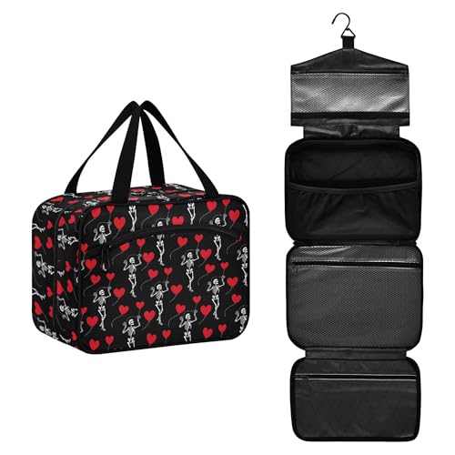 MNSRUU Hanging Toiletry Bags for Women Travel, Gothic Romantic Skull Gothic Toiletry Organizer Portable Travel Toiletry Bags Clear Wash Bags Makeup Bag Cosmetic Bag - color: Skulls 172