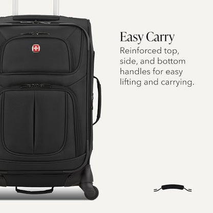 SWISSGEAR Sion Softside Expandable Spinner Luggage Durable Lightweight Travel Suitcase, Black, 2-Piece Set (Carry-On/Large) - color: Black, size: 2-Piece Set (Carry-On/Large)