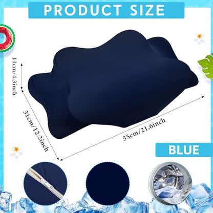 Hahafelt Cooling Cervical Neck Pillowcase Cover (Only Pillow Case) Ergonomic Pillowcase with Zipper Breathable Contour Pillow Cover for Side Back Stomach Sleepers(Navy Blue,Standard Size) - color: Navy Blue, size: Standard