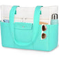 Beach Bags for Women Large Canvas Beach Tote with Zipper Wet Pocket, Waterproof Foldable Swim Pool Travel Tote Bags - color: Lake Green