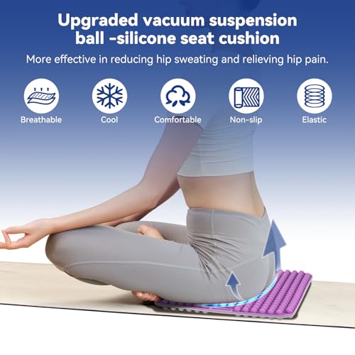 Purple Silicone Seat Cushion for Long Sitting Hours on Office & Home Chair, with 3D Non-Slip for Office Chair Cushions, Car Seats, Airplane Seat, Wheelchair Seat Cushions,Long Trips - color: Reversible Color: Purple + Black