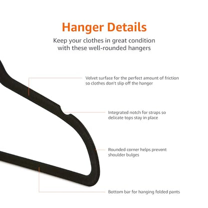 Amazon Basics Slim Velvet Non-Slip Space Saving Sturdy Suit Clothes Hangers, Closet Organizer, Black/Rose Gold, 30-Pack - color: Black/Gold, size: Pack of 30