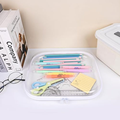honitty Clear Hard Shell Zipper Case,3PCS Transparent Clear Laser Zipper Pouches,Hard Side Plastic Case Set,Portable Travel Storage Organizer Bins - color: 4pcs-MSSS