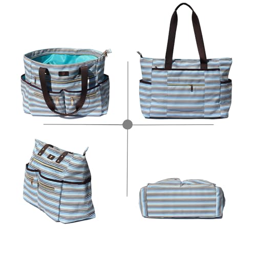 Weekender Bag Carry On Bag Overnight Tote Travel Duffle with 13 Pockets for Travel,Work，Gym,Beach,Teacher,Nurse - color: Blue