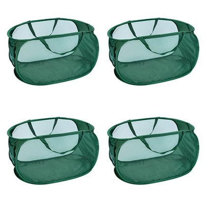 4 Pcs Mesh Popup Laundry Hamper, Opening Laundry Basket,Popup Laundry Basket with Durable Handles,Foldable Pop-up Mesh Hamper Dirty Clothes Basket for Clothes & Laundry-Home Organization - color: Green