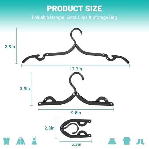 10 Pcs Travel Hangers, 2026 Cruise Ship Essentials, Foldable Plastic Hangers for Suitcase, Portable Travel Must Haves for RV Camping Hotel Europe Vacation (Black)