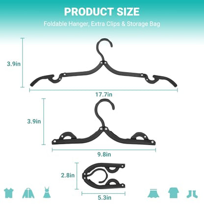 10 Pcs Travel Hangers, 2026 Cruise Ship Essentials, Foldable Plastic Hangers for Suitcase, Portable Travel Must Haves for RV Camping Hotel Europe Vacation (Black)