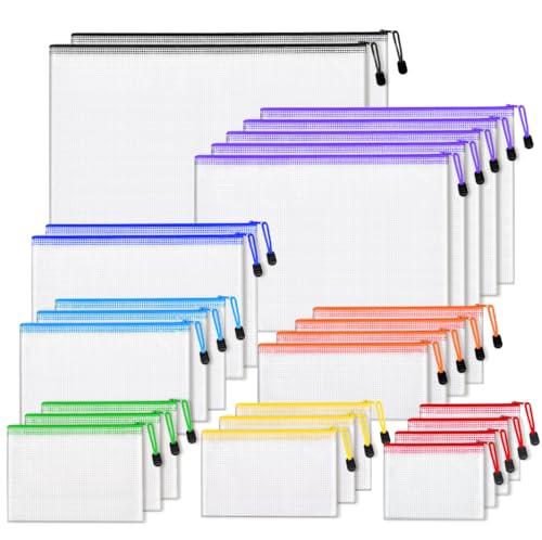 26pcs Mesh Zipper Pouch Bags, 8 Sizes Plastic Zippered Storage Bags for Organizing, Clear Pouches with Zipper, Waterproof Mesh Pouch for Office School Supplies, Home Organize, Travel Storage - style: 26pcs