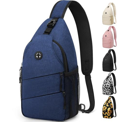 Pritent Crossbody Bags for Women Men Trendy Sling Bag Backpack Casual Chest Bag with Convertible Shoulder Strap - color: Blue, size: Medium