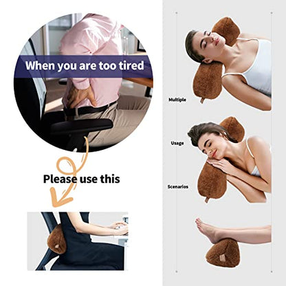 Couch Neck Pillows Adjustable Cotton Headrest Pillows for Recliner Chairs, Pain Relief Neck Support Pillow for Travel Home Sofa Armchair with Zipper Cover(Dark Brown) - color: Dark Brown